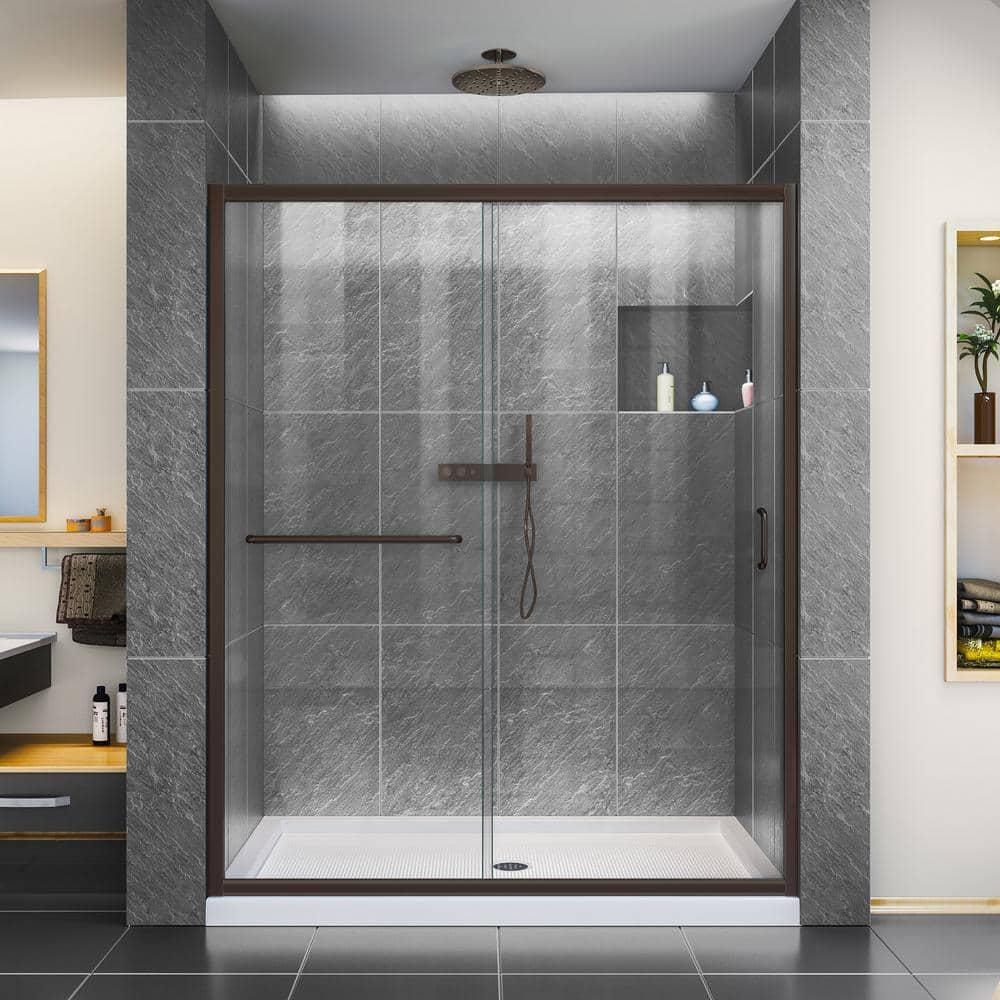 Infinity-Z 60" W x 30" D x 74.75" H Semi-frameless Sliding Shower Kit