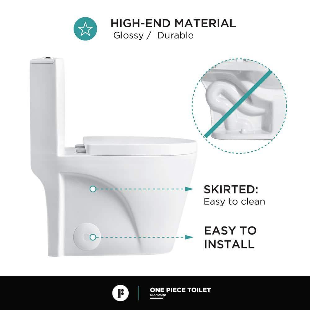 Dual-Flush Elongated One-Piece Toilet with High Efficiency Flush