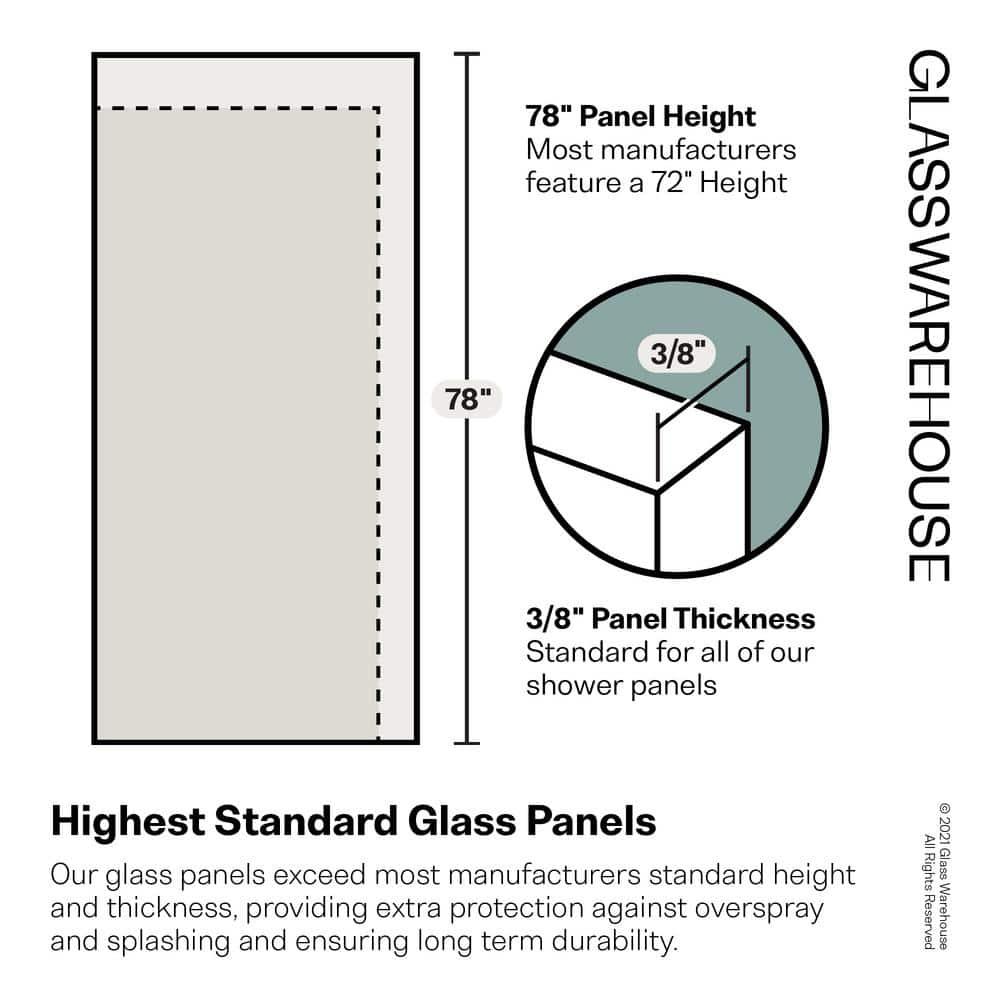 Glass Warehouse Illume 60 in. x 78 in. Fully Frameless Wall Hinge Shower Door GW-WH-60-PB