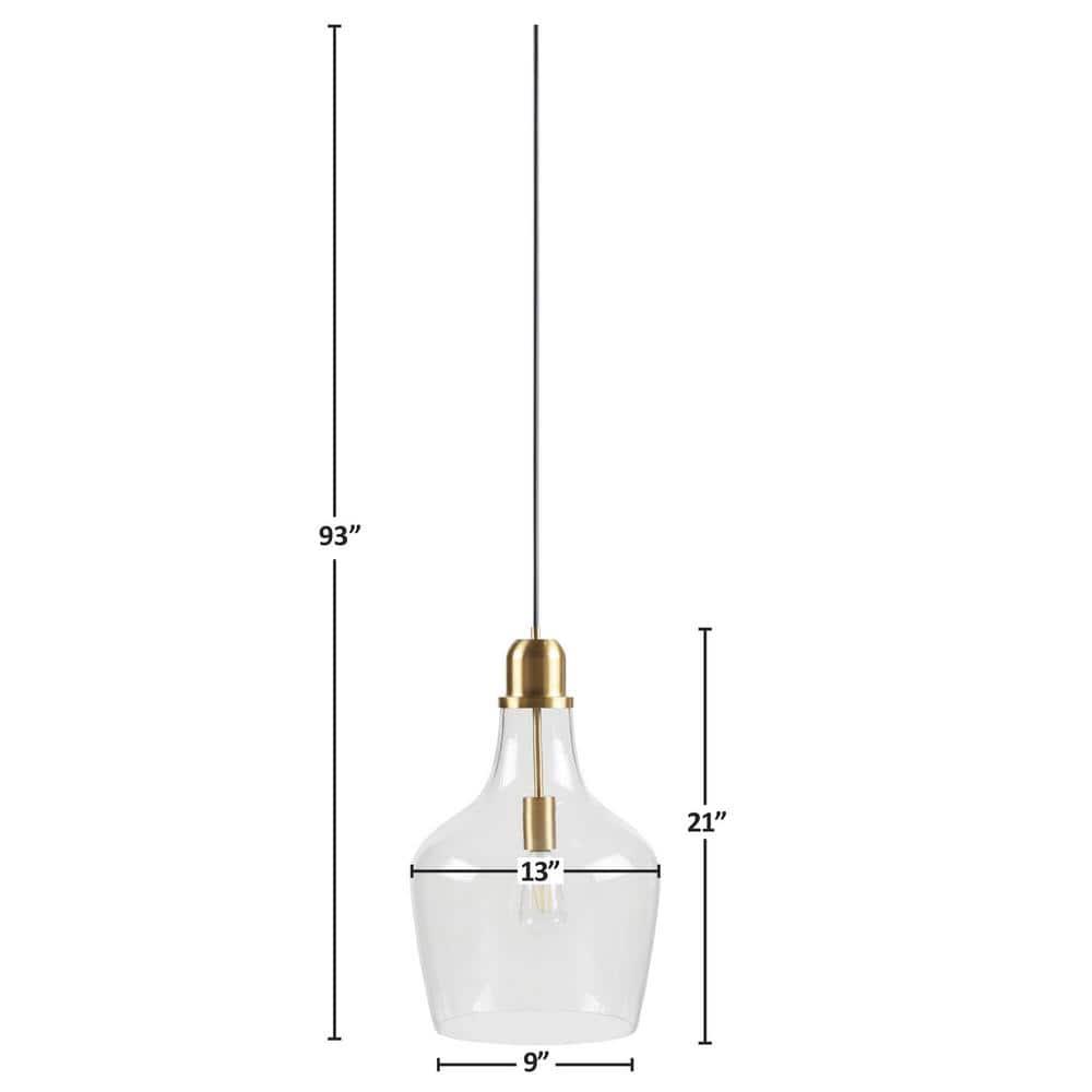 Ink+Ivy 13"x93" Auburn Bell Shaped Hanging Glass Simple Industrial Pendant Light