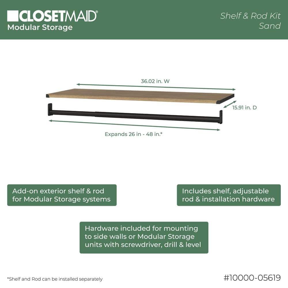 Modular Storage 36.02" W Shelf & Closet Rod
