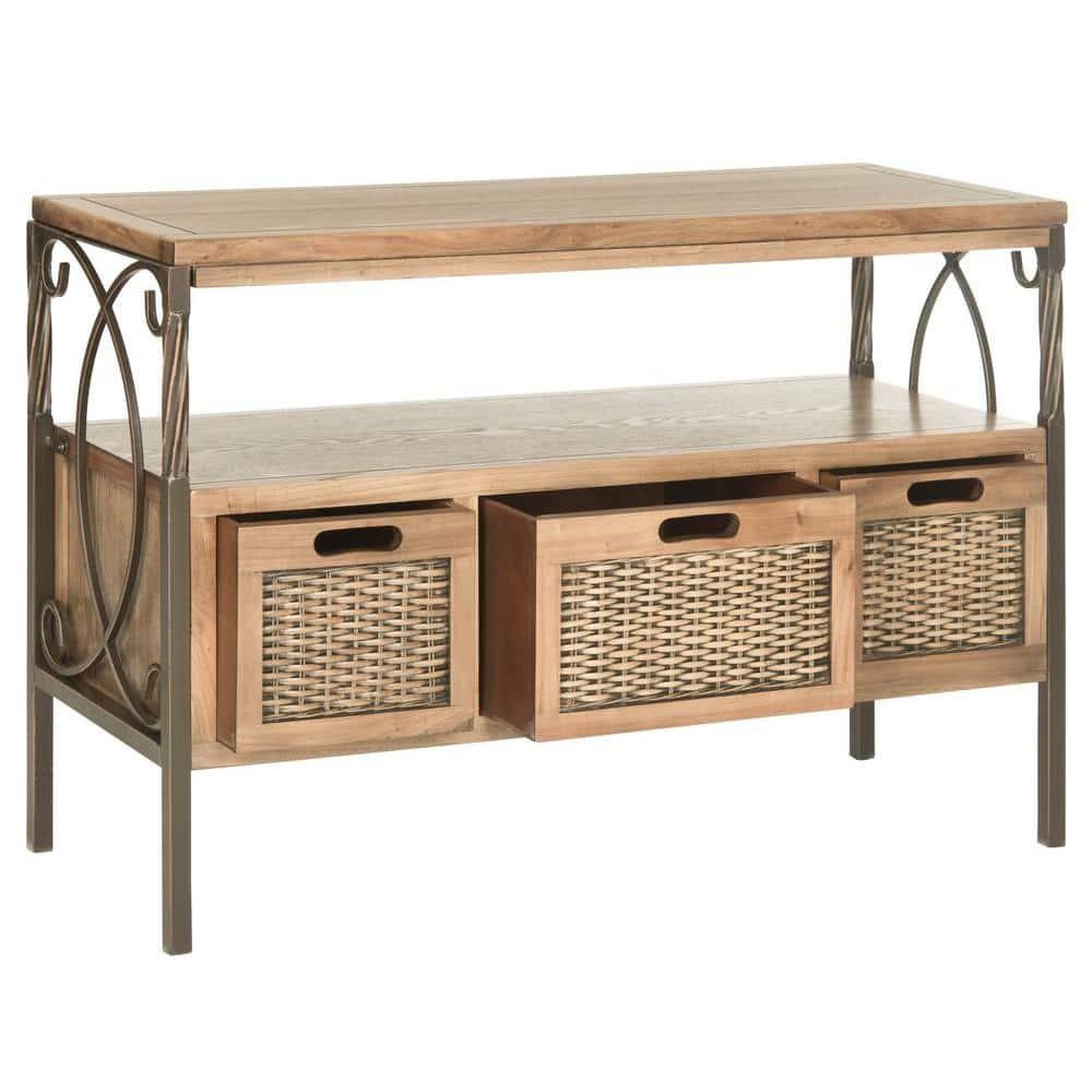 Joshua Media Console Table - Oak - Safavieh