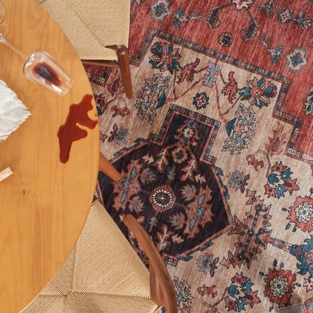 Nourison Washable Brilliance 5'3" x 7'3" Rust Multi Vintage Indoor Rug
