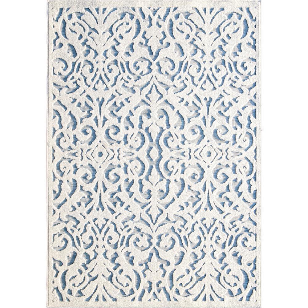 My Texas House Ladybird Natural Blue High Low Indoor Outdoor Rug