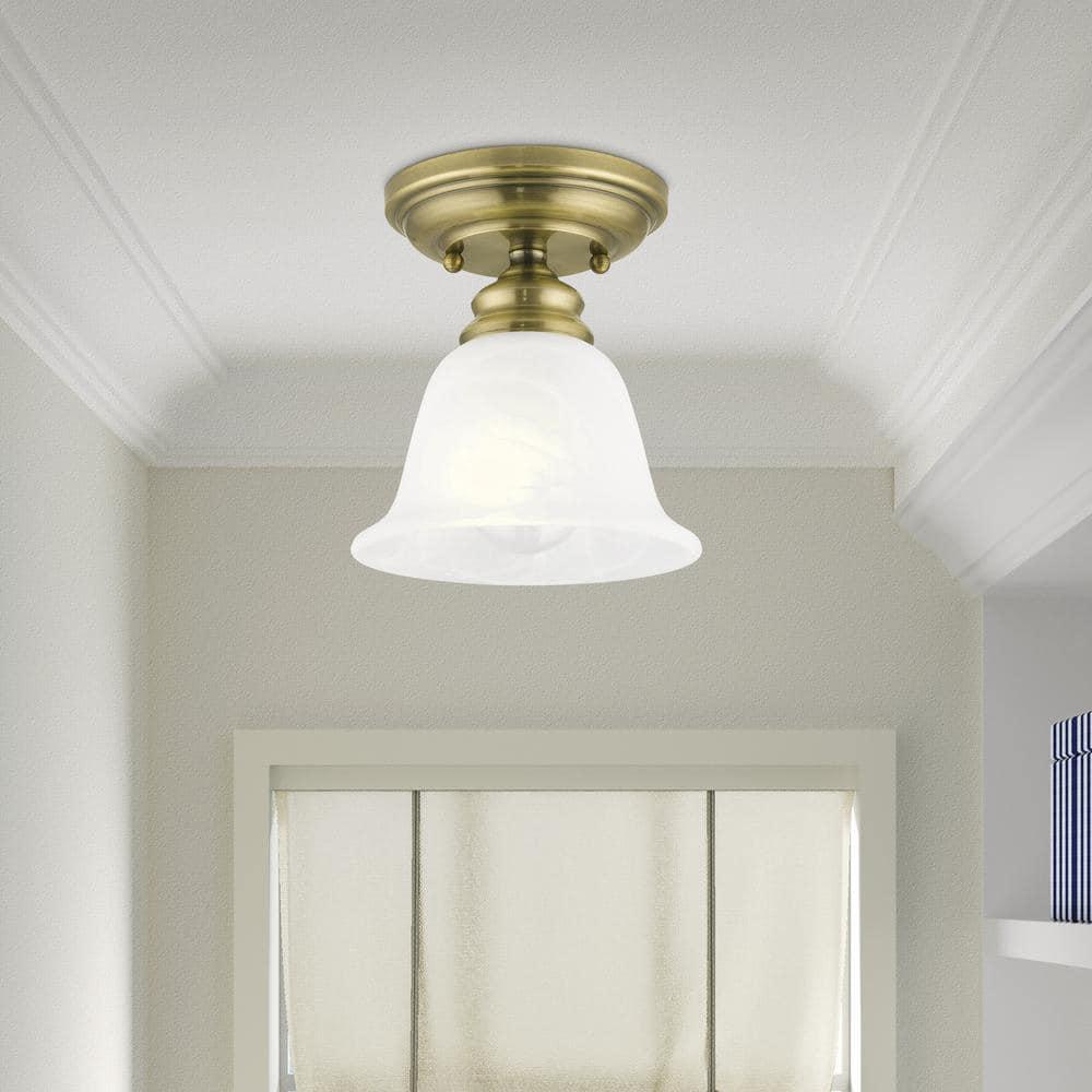 Livex Lighting Essex 1 - Light Flush Mount in  Antique Brass