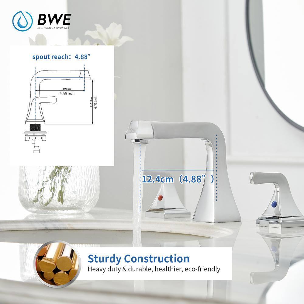 BWE 8 in. Widespread 2-Handle Bathroom Sink Faucet in Polished Chrome