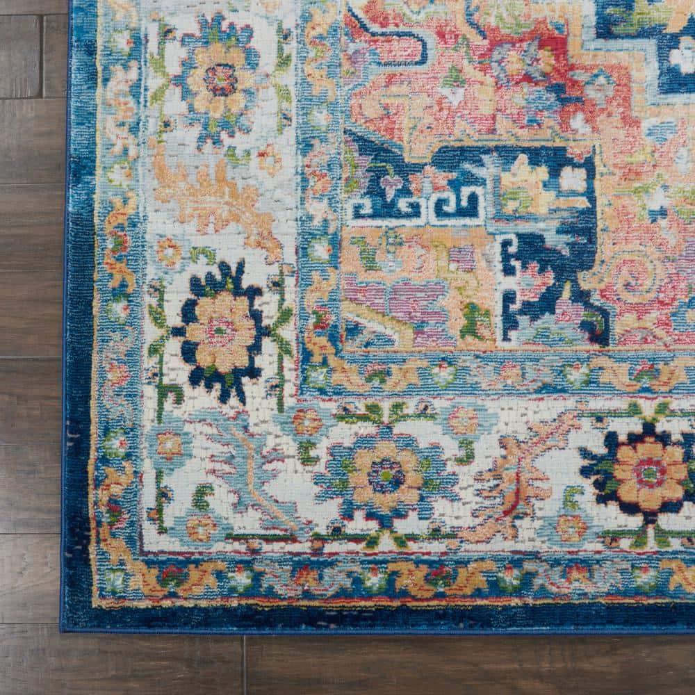Nourison Global Vintage Center Medallion Indoor Area Rug Blue/Multicolor 7'10" x 9'10"