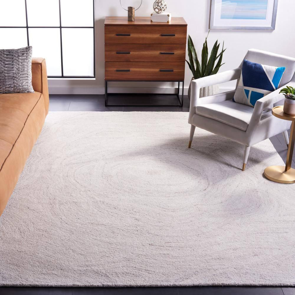 Abstract ABT148 Handmade Indoor Area Rug - Light Gray/Beige - 6'x6' - Safavieh