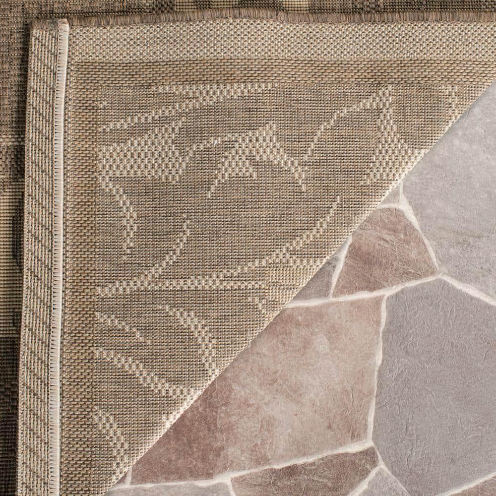 Courtyard CY1704 Power Loomed Indoor and Outdoor Area Rug - Brown/Natural - 6'7"x6'7" - Safavieh