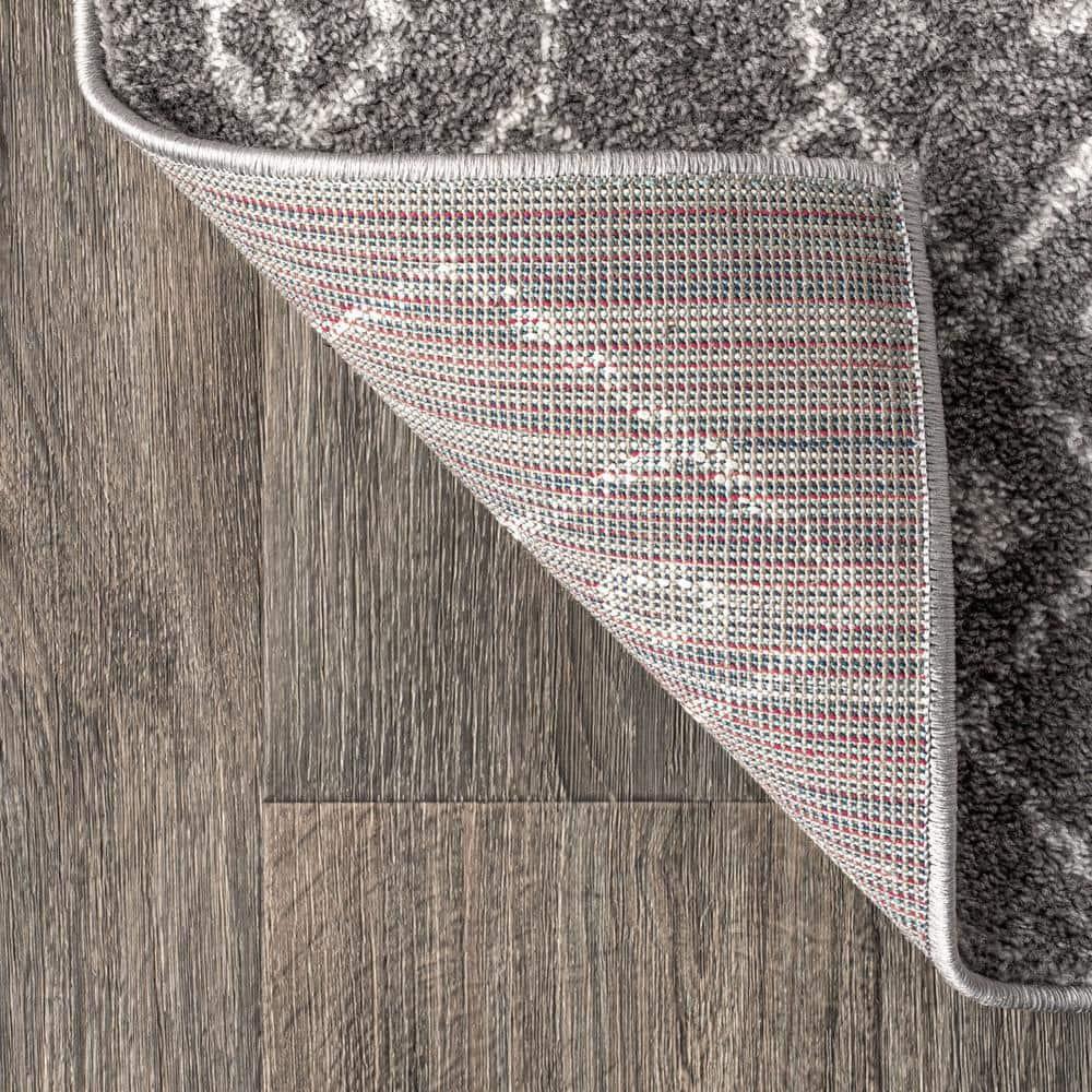8'x10' Ziri Moroccan Geometric Area Rug, Grey/Cream - JONATHAN Y