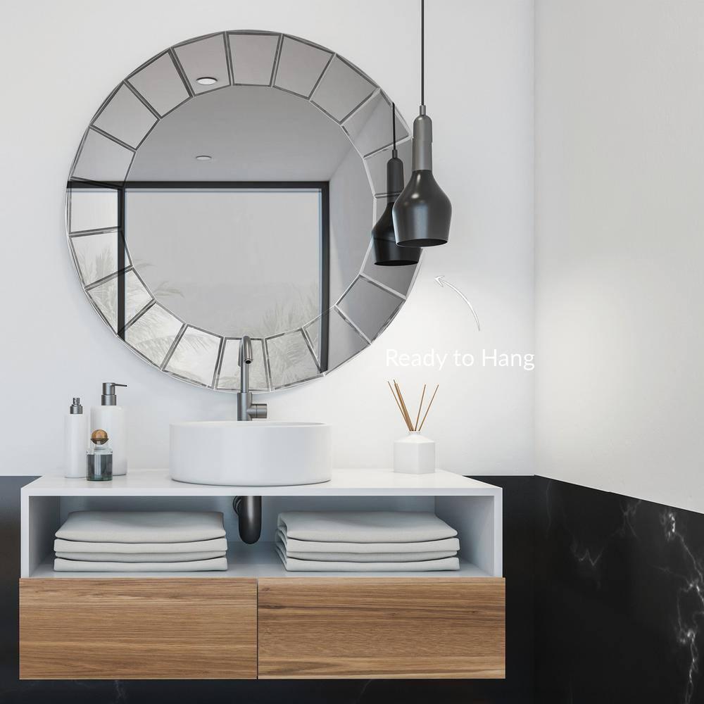 31.5" Sunburst Round Frameless High-Definition Decorative Mirror