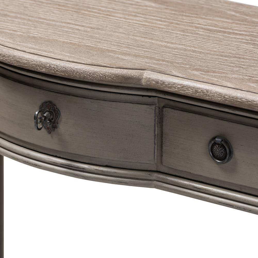 Baxton Studio Noelle Contemporary Wood 3-Drawer Console Table in Gray
