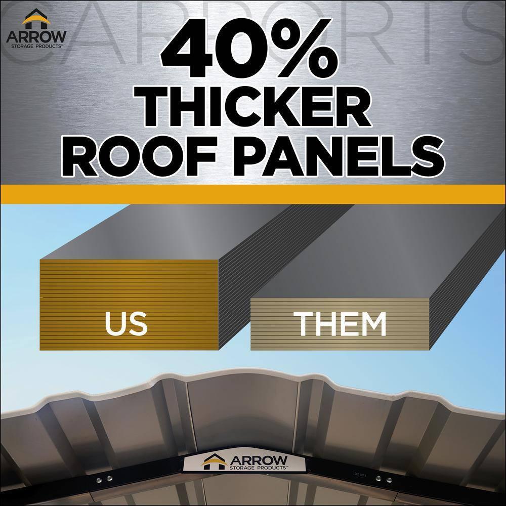 Arrow Steel Carport, 12 ft. x 20 ft. x 7 ft. Galvanized Black/Charcoal