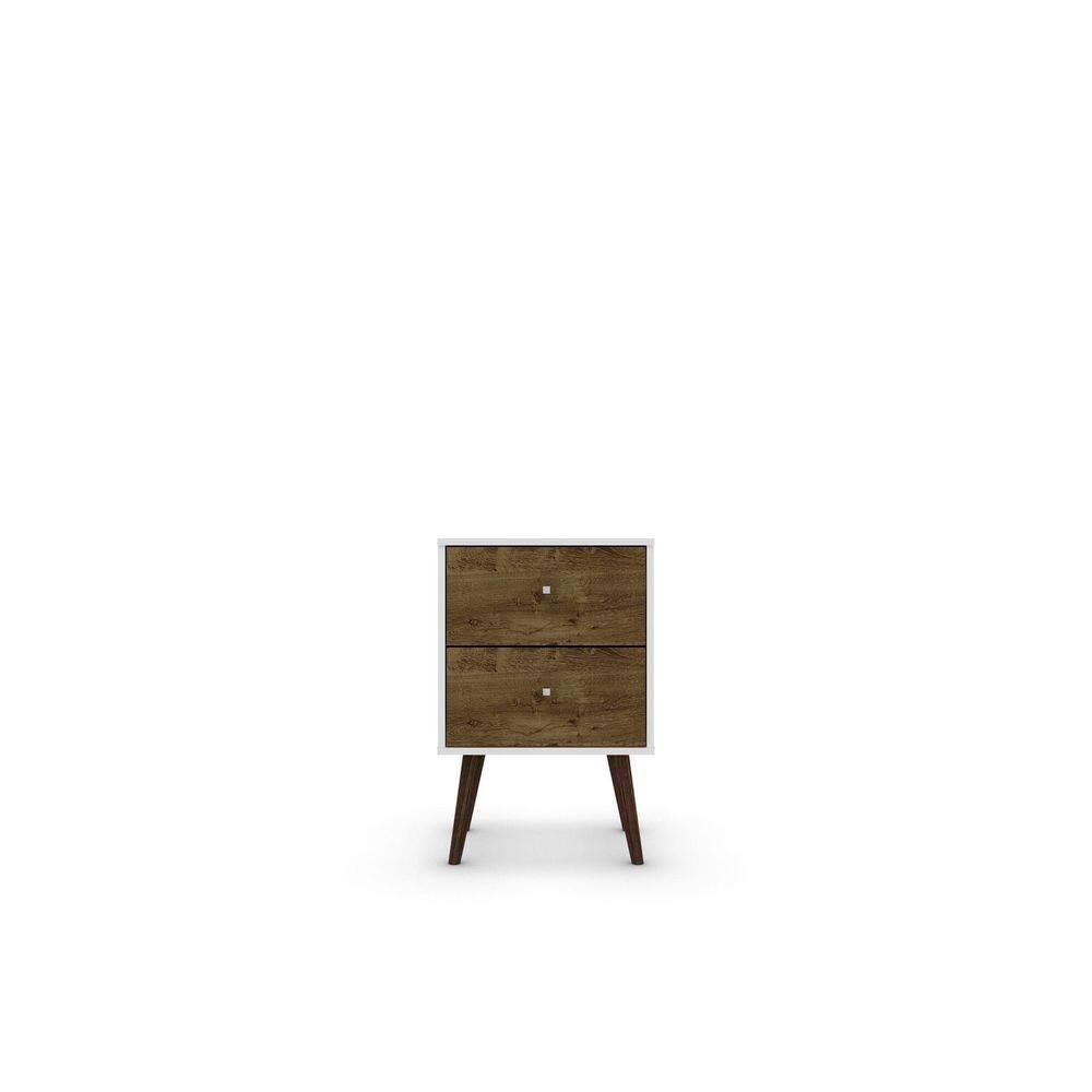 Liberty 2.0 Mid Century Modern Nightstand White/Rustic Brown - Manhattan Comfort