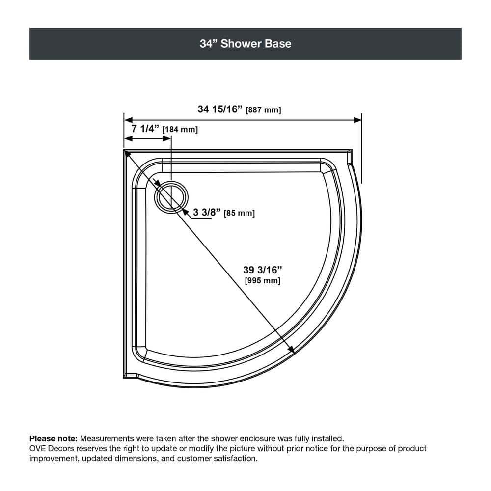 OVE Decors Breeze Framed Round Shower Kit w/ Frosted Glass, Base, Wall in Chrome Finish