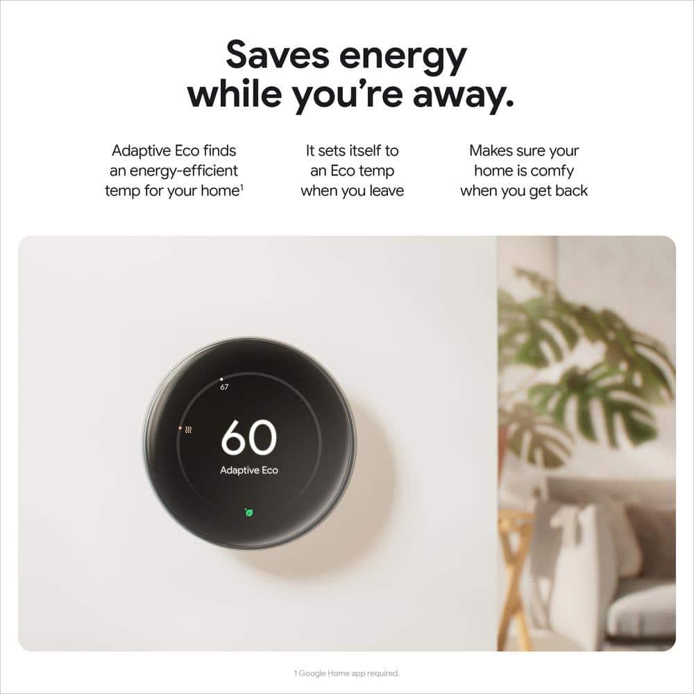 Google Nest Learning Thermostat (4th Gen) with Nest Temperature Sensor (2nd Gen) - Black: Wi-Fi, Energy Star, App Control