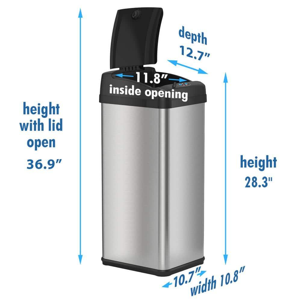 iTouchless Acute Touchless Stainless Steel 13 Gallon Motion Sensor Trash Can