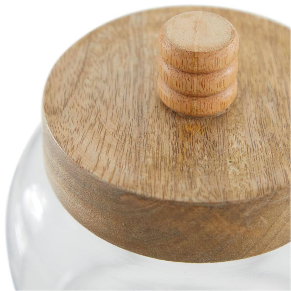 DecMode 5" x 6" Clear Glass Canisters with Wood Lids, 2-Pieces