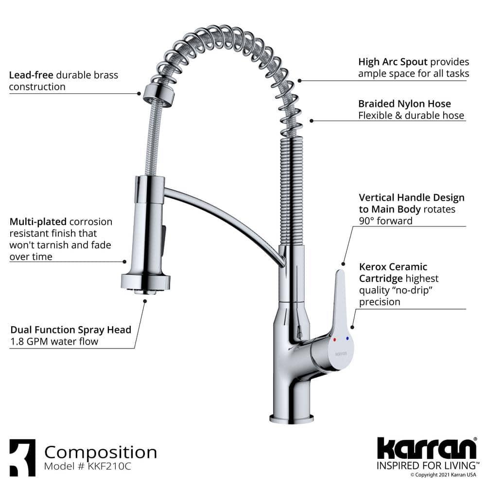 Karran Scottsdale Single-Handle Pull-Down Sprayer Kitchen Faucet