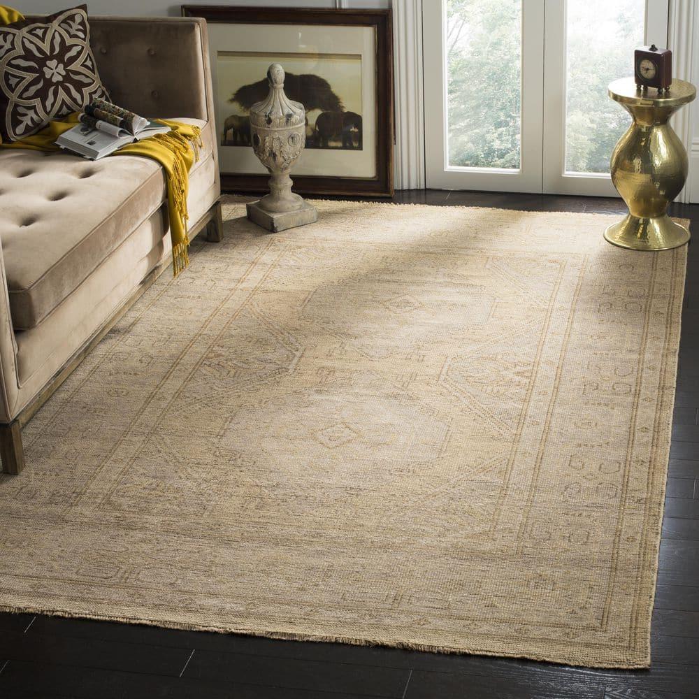 SAFAVIEH Izmir Collection Area Rug - 6' x 9', Gold & Grey, Hand-Knotted Traditional New Zealand Wool, Ideal for High Traffic Areas in Living Room, Bedroom (IZM180A)