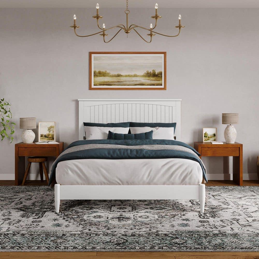 AFI Naples Queen Solid Wood Low Profile Platform Bed, White