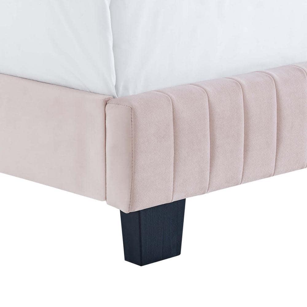 Modway Celine Channel Tufted Performance Velvet King Bed in Pink