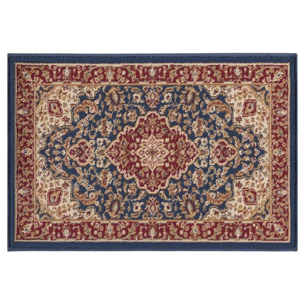 Tayse Sensation Area Rug 4787 NAVY Traditional Navy Blue Bordered Medallion 2' x 3' Rectangle
