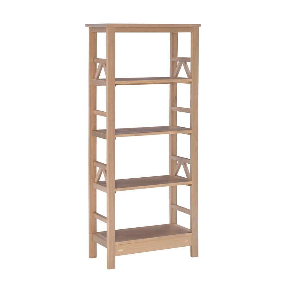 54.45" Original PT - Titian Transitional Solid Wood Display and Storage Bookshelf Driftwood - Linon
