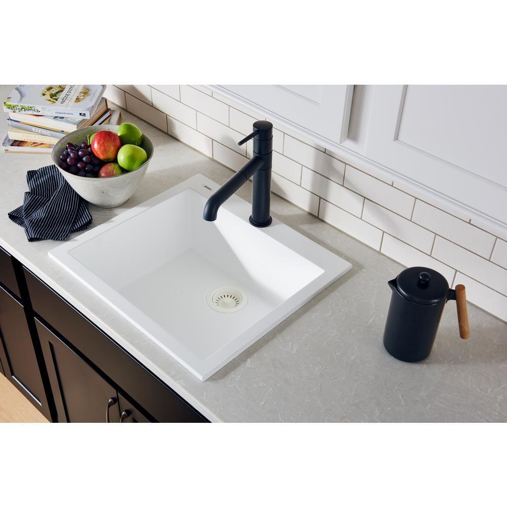 Ruvati Ruvati epiGranite Drop-in Topmount Granite Composite Kitchen Sink RVG1022WH