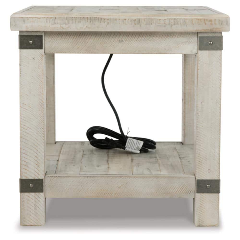 Carynhurst Rectangular End Table White - Signature Design by Ashley: Farmhouse Style, Distressed Finish, Storage Shelf