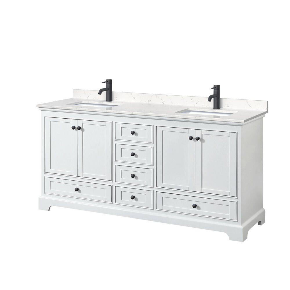 Wyndham Collection Deborah 72'' Double Bathroom Vanity with Marble Top