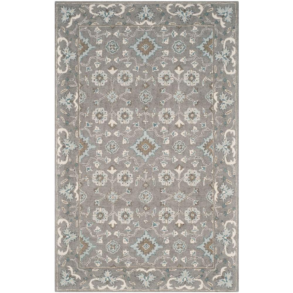 Blossom BLM218 Hand Tufted Area Rug - Grey - 5'x8' - Safavieh.
