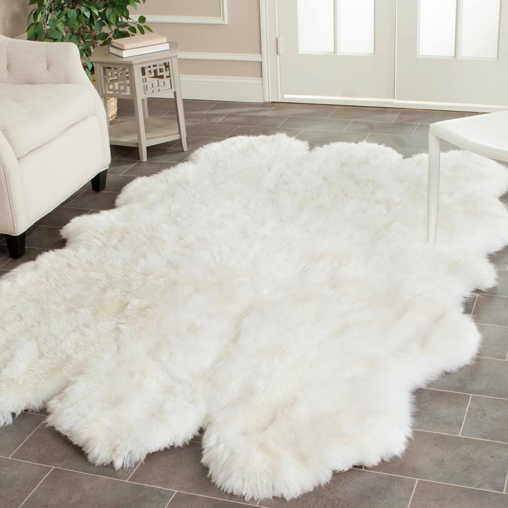 SAFAVIEH Sheep Skin Tiana Sheep Skin Area Rug, White, 3'7" x 5'11" Specialty