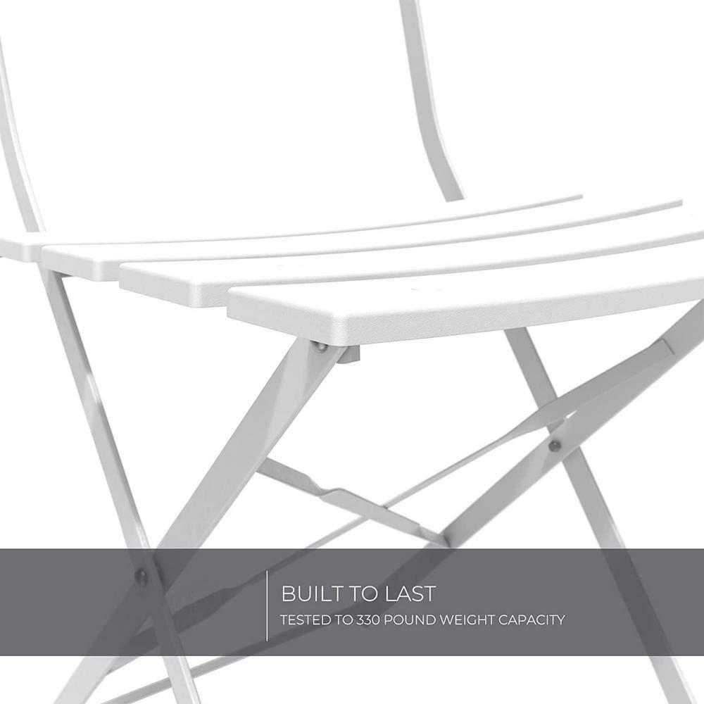 Simenmax Steel Patio Bistro Set, Folding Outdoor Patio Furniture Sets, 3 Piece Patio Set of Foldable Patio Table and Chairs