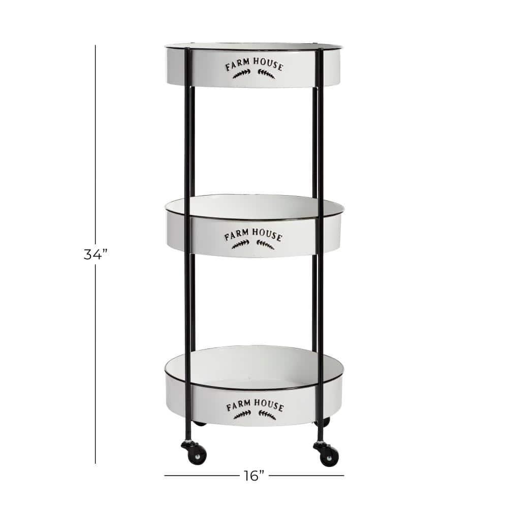 34'' x 16'' Farmhouse Metal Storage Cart White - Olivia & May: Decorative Storage Bins, Tabletop Bin, Adult Assembly Required