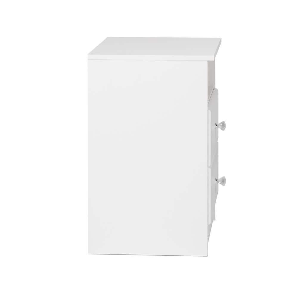 Astrid 2 Drawer Nightstand with Crystal Knobs White - Prepac: Modern Style, Open Shelf Storage