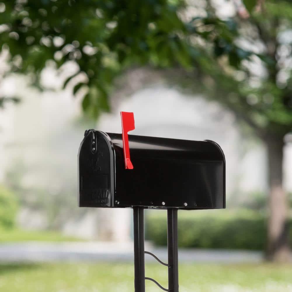 Mailbox-To-Go Classic Galvanized Steel Post Mount Mailbox, Black