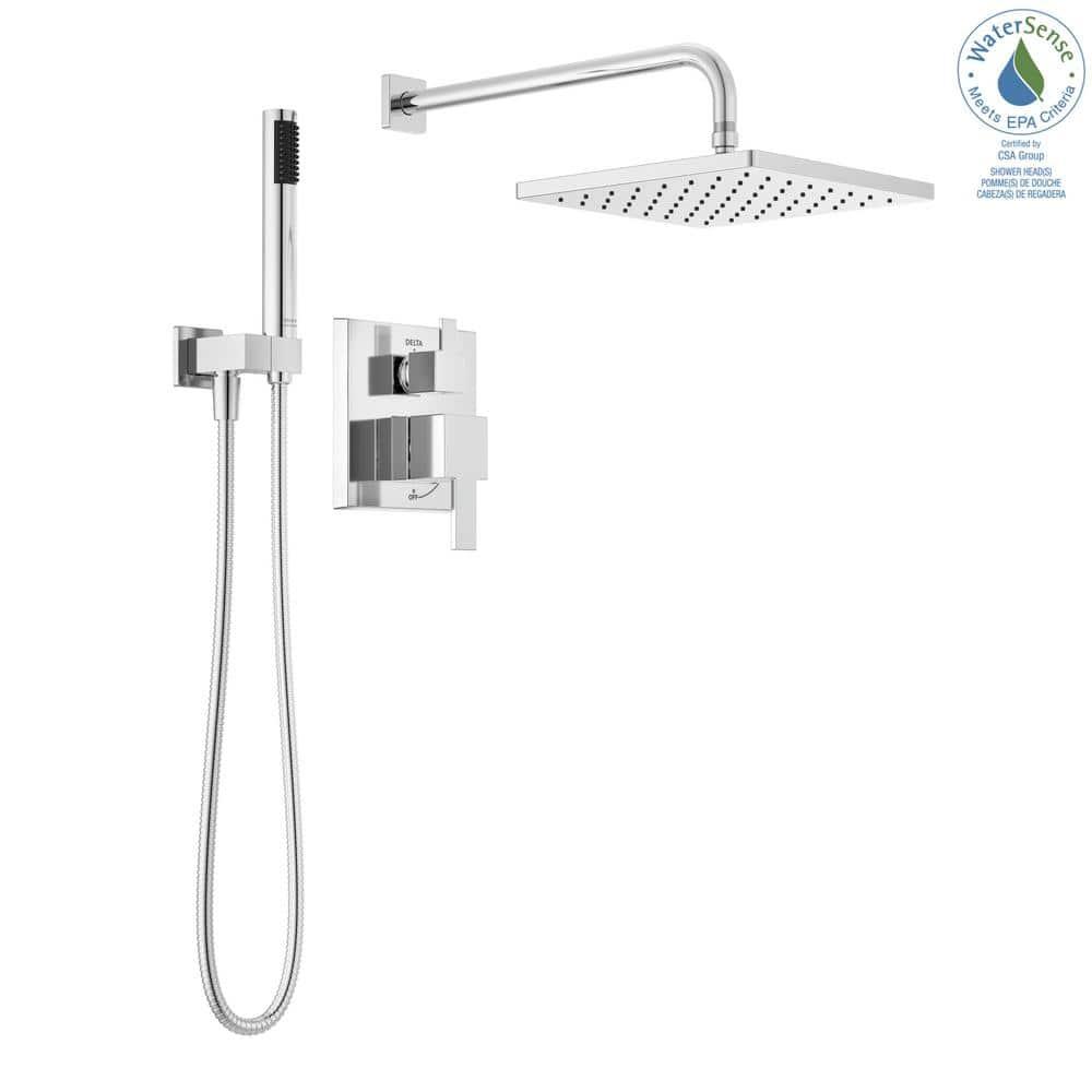 Modern Raincan Square Shower System, Rain Shower Head with Handheld Spray, Shower Faucet Set