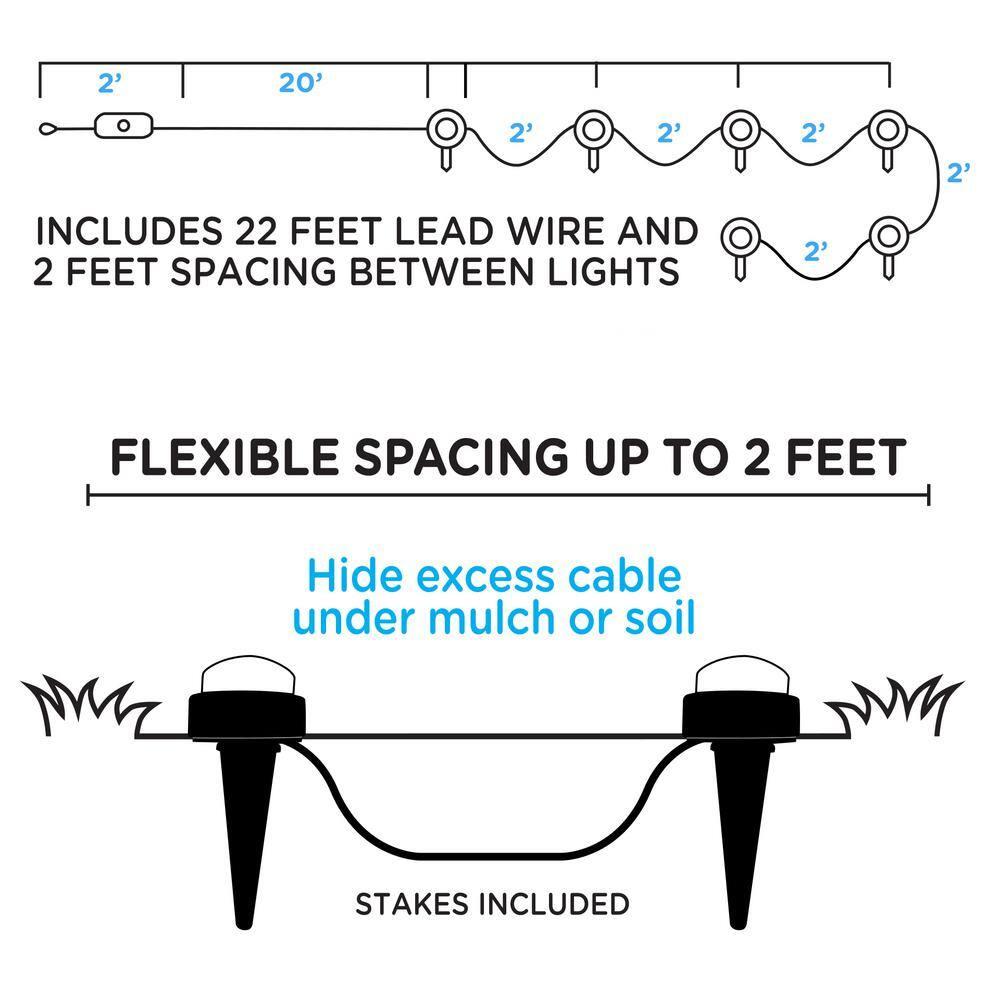 Enbrighten Premium LED Garden Lights, 6 Small Landscape Lights, 10ft Cord plus 22ft Lead Wire, Color Changing, Remote Control, Outdoor Landscape Lighting, 41366