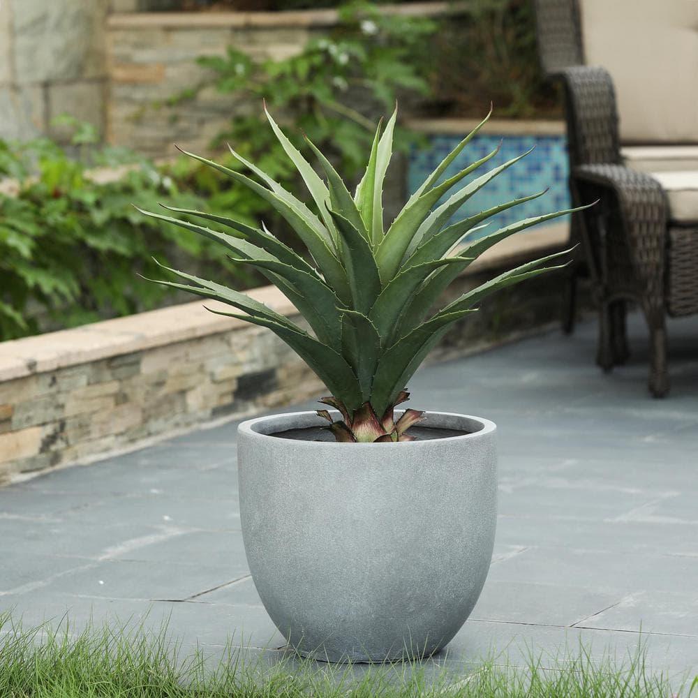 LuxenHome Round Tapered 12.2" H Flower Pot Planter Gray