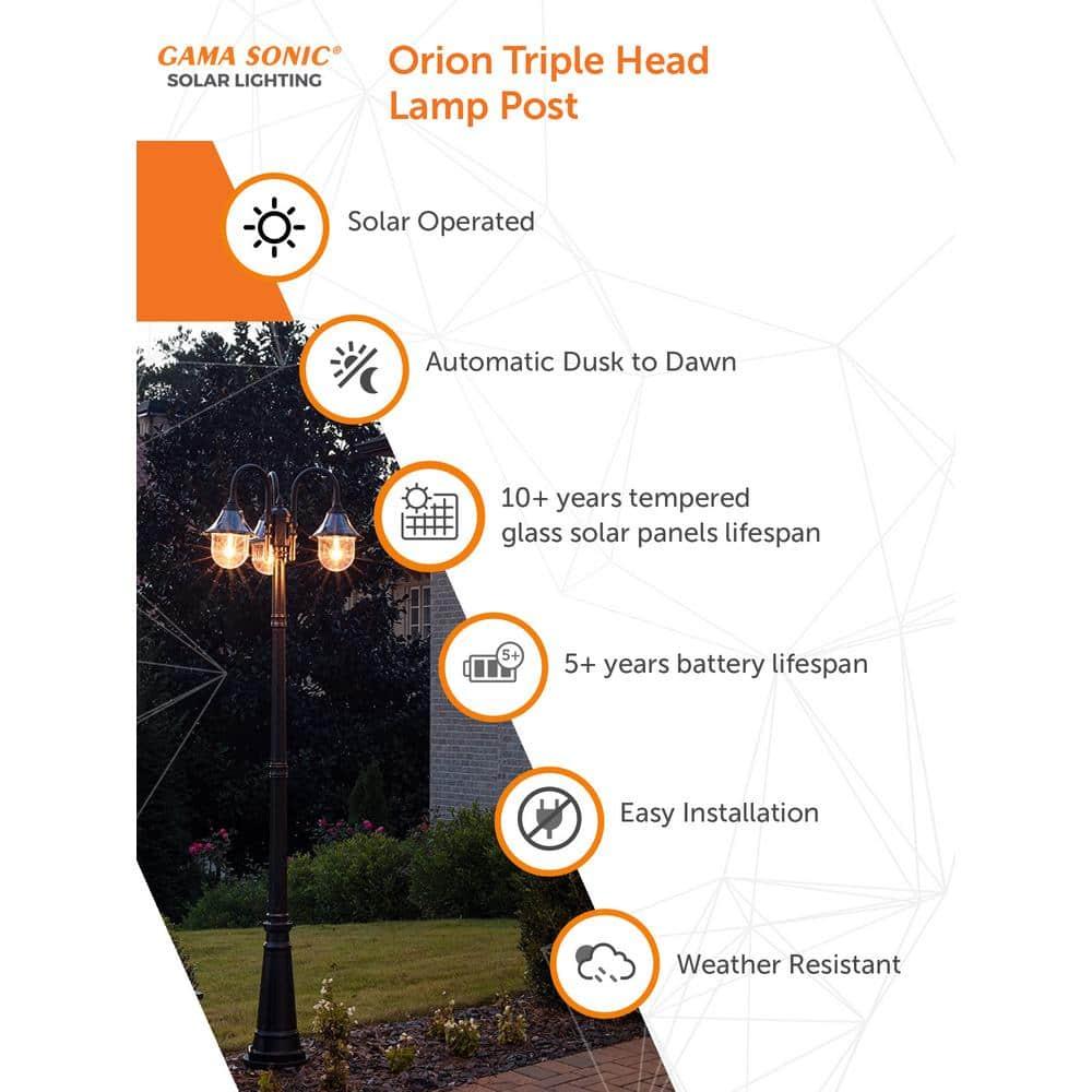 Orion Triple Head Lamp Post - Black