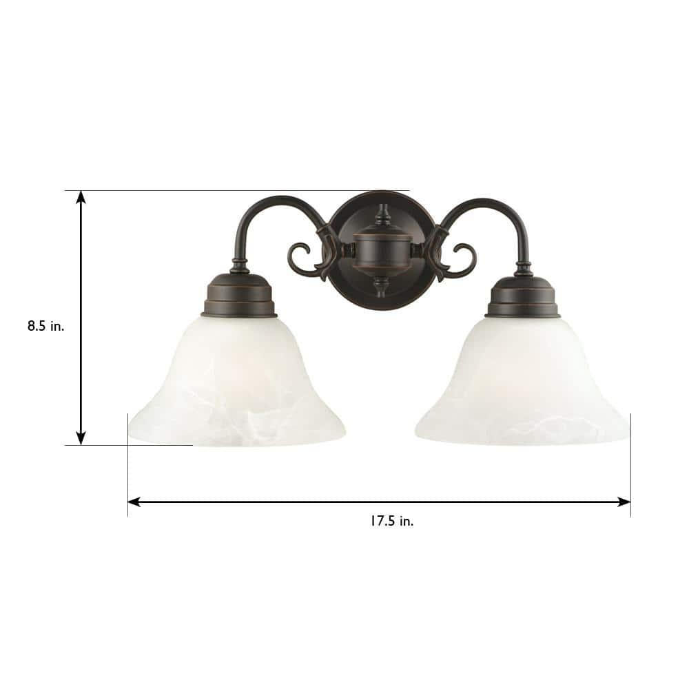 Design House Millbridge 2-Light Dimmable Vanity or Wall Light with Frosted Glass Shades, Oil Rubbed Bronze