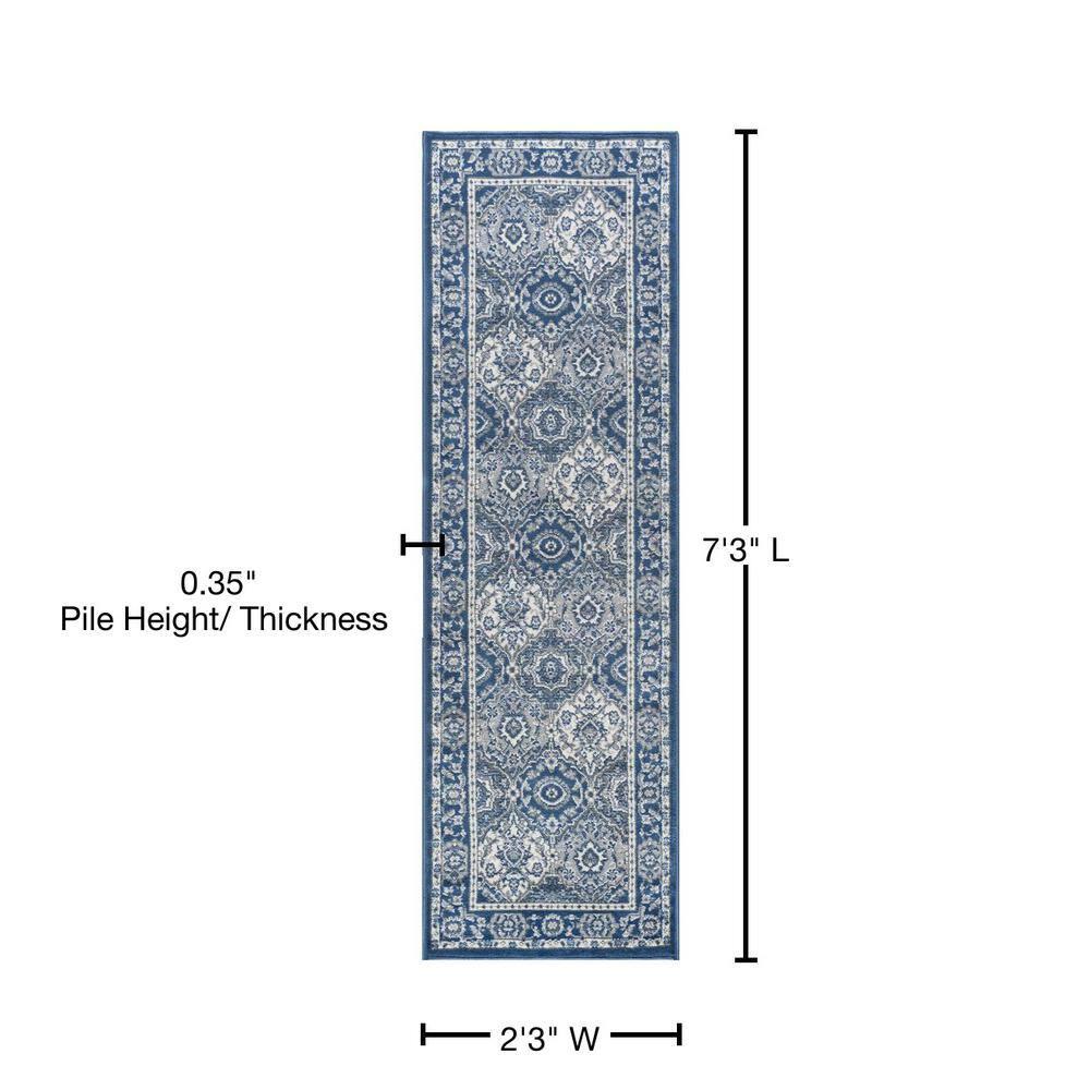 Tayse Madison Area Rug MDN3607 Traditional Navy Rings Repeat 2' 3" x 7' 3" Rectangle