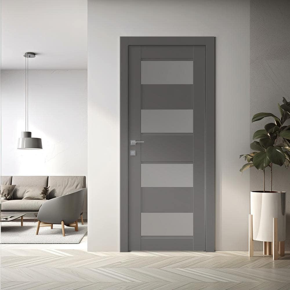 Belldinni Della DIY-FRIENDLY Manufactured Wood and Frosted Glass Single Prehung Standard Door