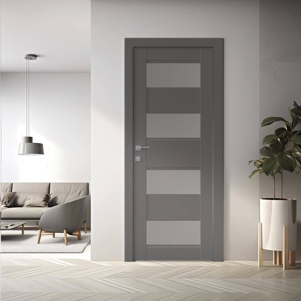 Belldinni Della DIY-FRIENDLY Manufactured Wood and Frosted Glass Single Prehung Standard Door