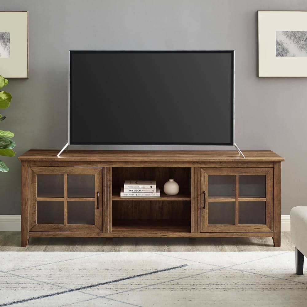Rustic Oak 70" Farmhouse TV Stand with Cabinet
