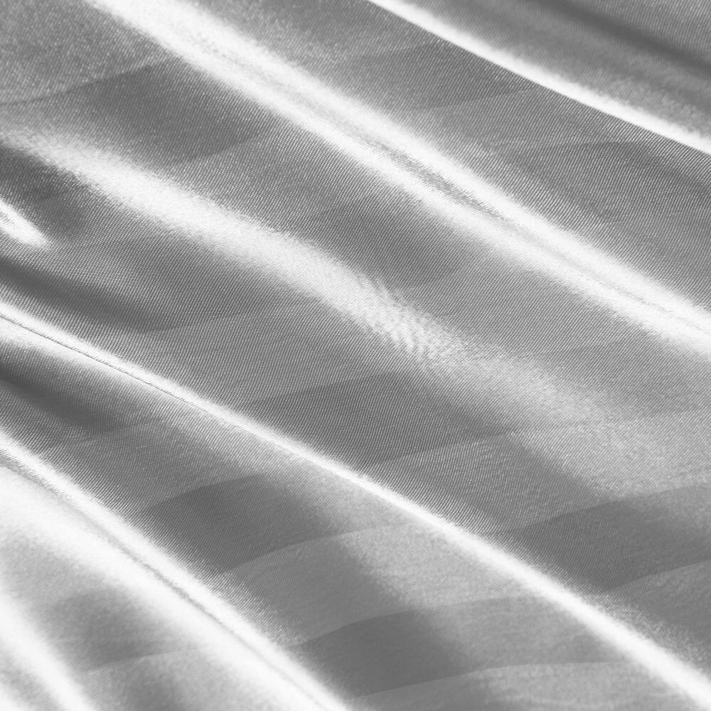 Juicy Couture Silky Satin Damask Sheet Set - Luxury Grey Bedding - Smooth Satin Striped Sheets - Full Size