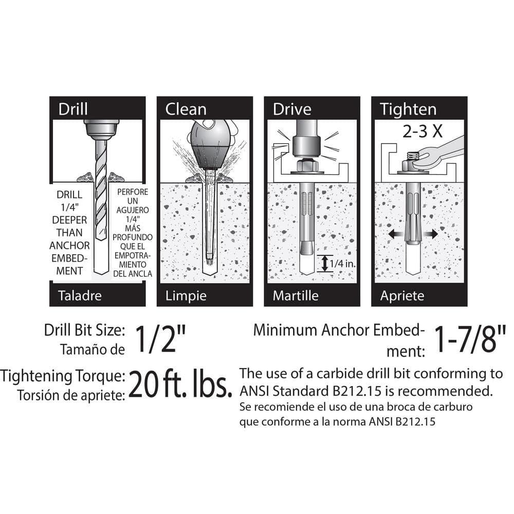 Red Head 11018 1/2 in. x 4 in. Hex-Nut-Head Sleeve Anchors - pack of 4