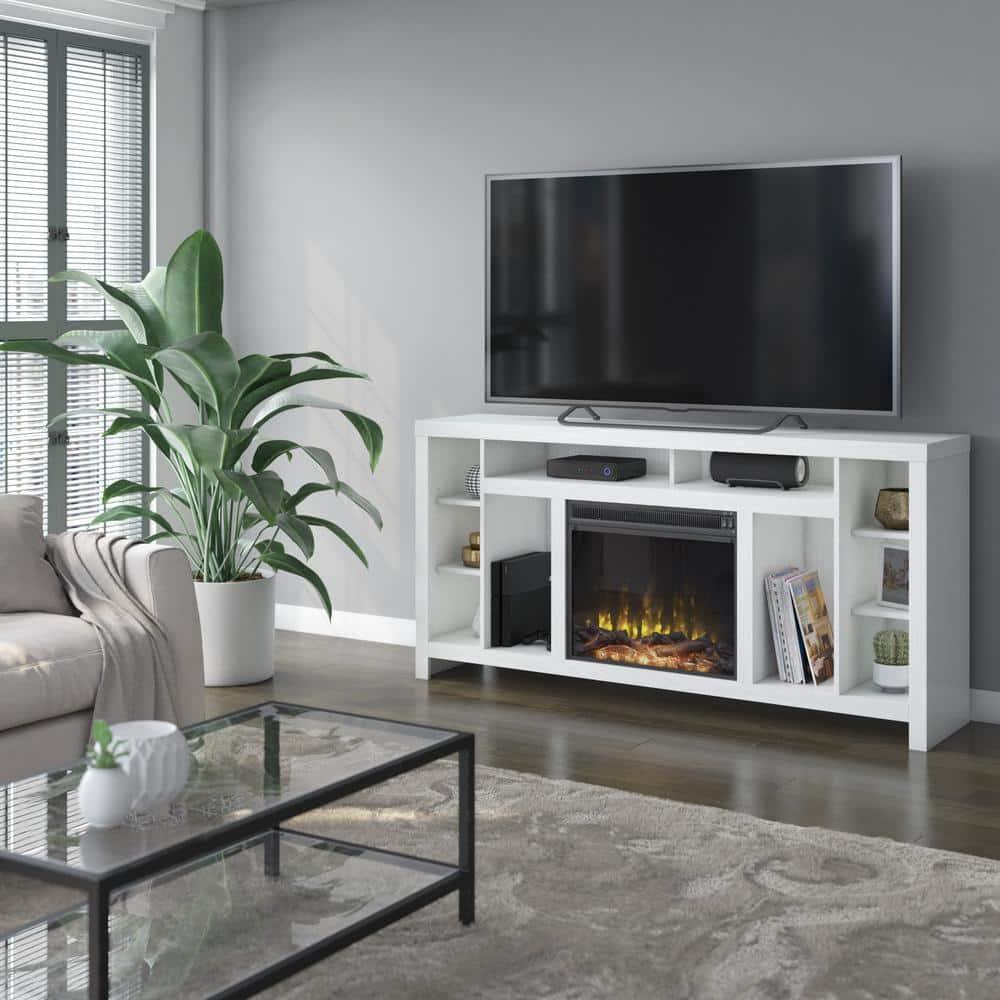 Twin Star Home TV Stand for TVs up to 80”, White
