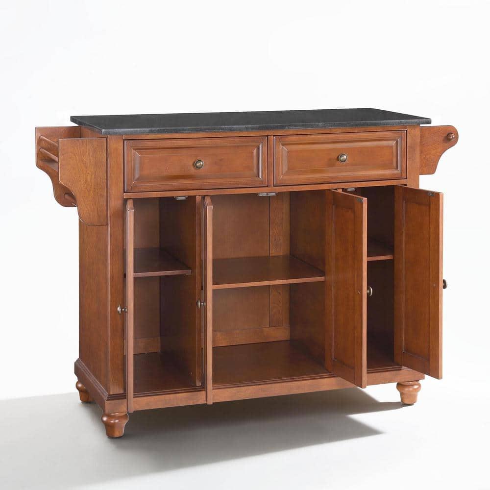 Crosley Furniture Cambridge Wood Kitchen Island in Cherry/Black